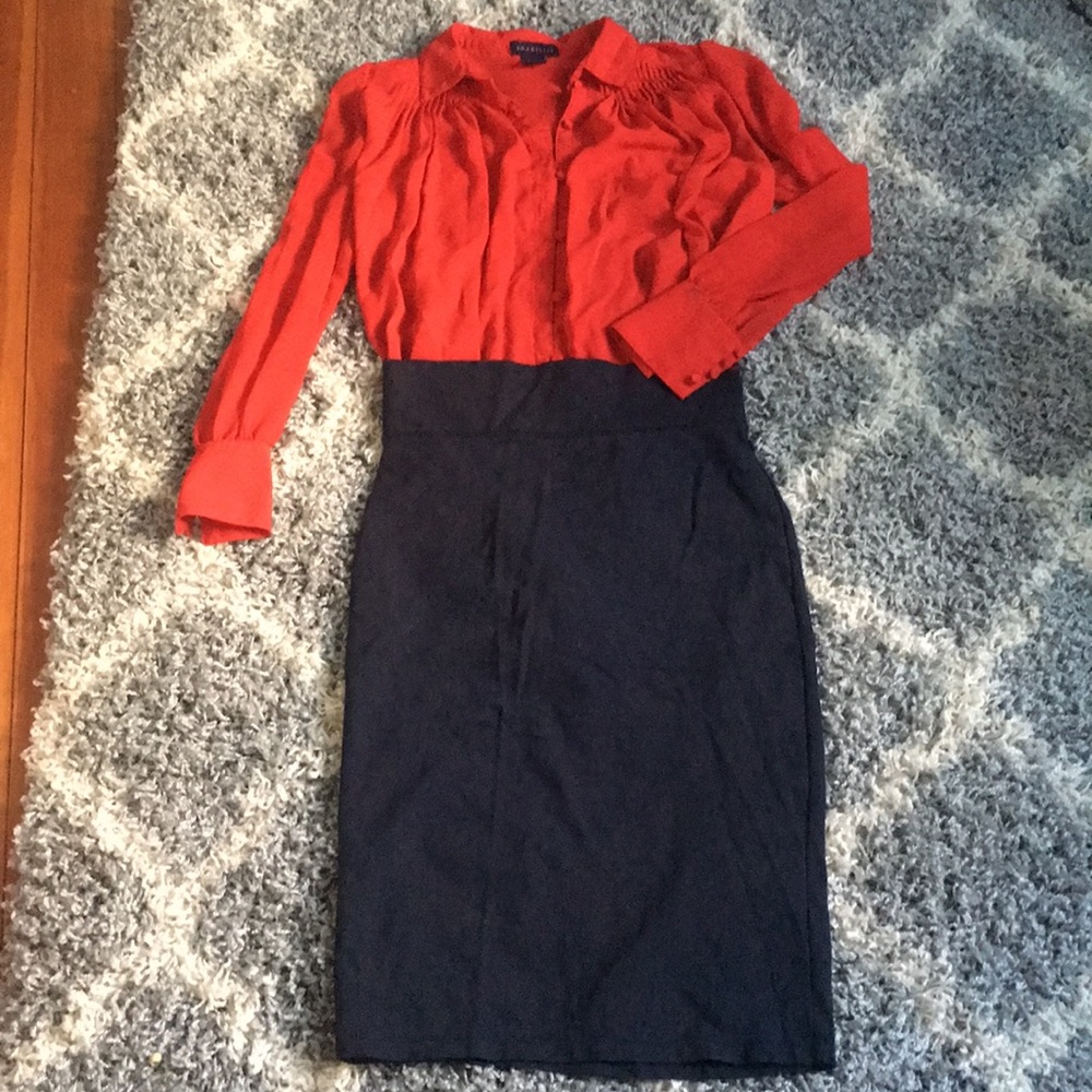 Pretty red button up blouse!